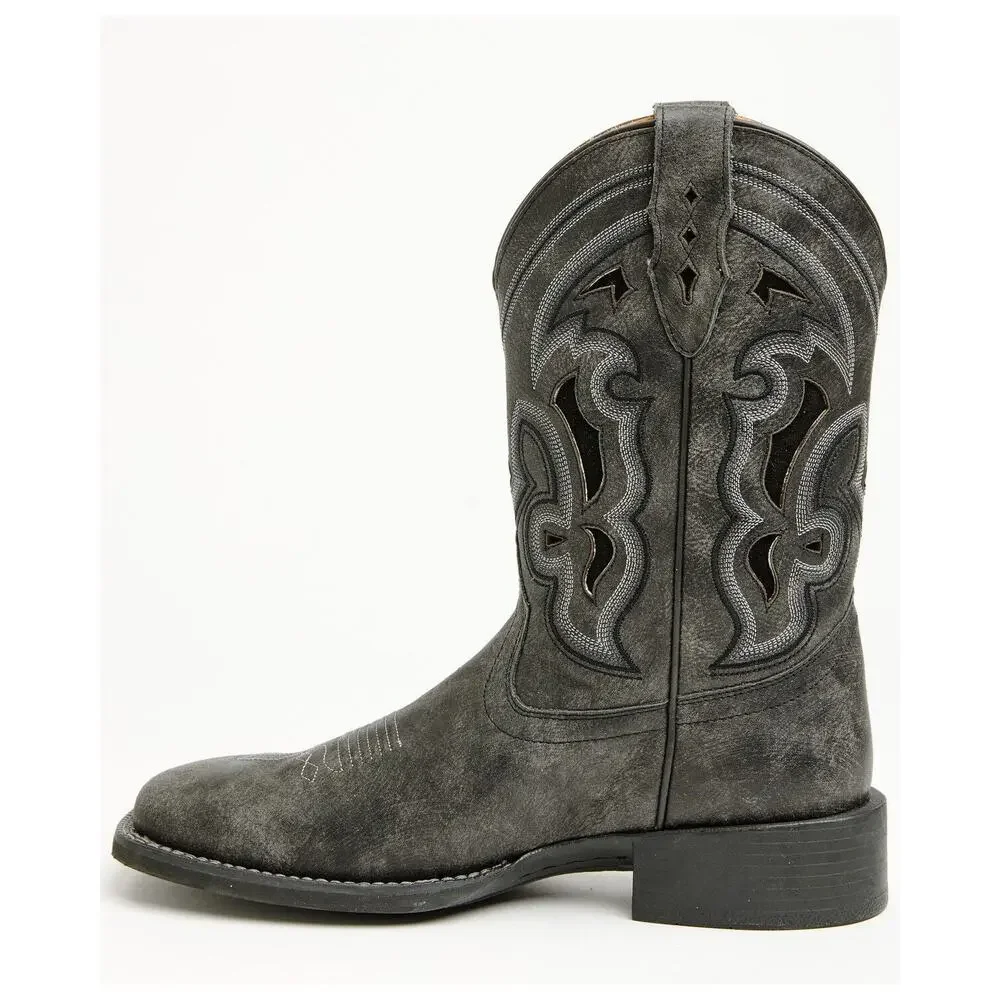 NEW Cody James Ace Nixon Western Boots Black Square‎ Toe Leather Cowboy Rugged